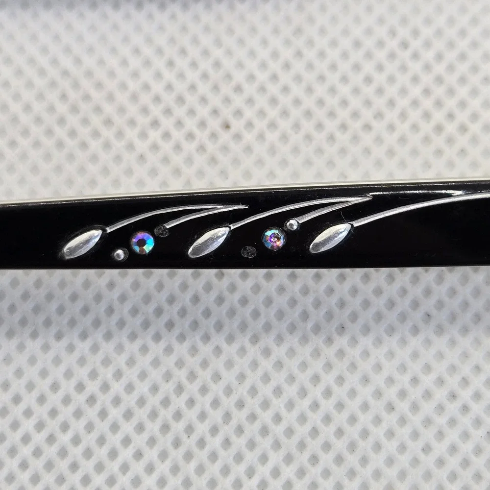 Vintage Shuron USA Eyeglass Temples Replacement Arms Black Rhinestone 5 1/2
